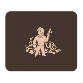 Коврик прямоугольный с принтом Волт-бой с оружием Fallout 4 в Петрозаводске, натуральный каучук | размер 230 х 185 мм; запечатка лицевой стороны | 111 | dweller | fallout | убежище | фаллаут