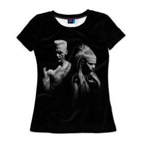 Женская футболка 3D с принтом Two в Петрозаводске, 100% полиэфир ( синтетическое хлопкоподобное полотно) | прямой крой, круглый вырез горловины, длина до линии бедер | die antwoord