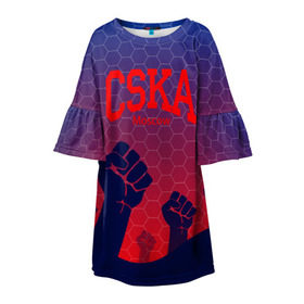 Детское платье 3D с принтом CSKA Msk в Петрозаводске, 100% полиэстер | прямой силуэт, чуть расширенный к низу. Круглая горловина, на рукавах — воланы | Тематика изображения на принте: moscow | москва | цска