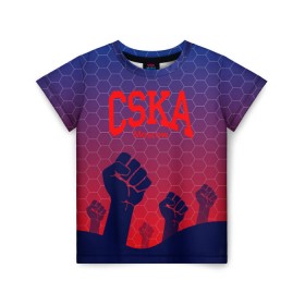 Детская футболка 3D с принтом CSKA Msk в Петрозаводске, 100% гипоаллергенный полиэфир | прямой крой, круглый вырез горловины, длина до линии бедер, чуть спущенное плечо, ткань немного тянется | moscow | москва | цска