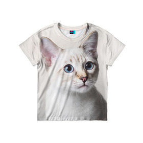 Детская футболка 3D с принтом Кошечка в Петрозаводске, 100% гипоаллергенный полиэфир | прямой крой, круглый вырез горловины, длина до линии бедер, чуть спущенное плечо, ткань немного тянется | кот | котики | котята | кошка | рыженький | рыжий | серенький | черненький