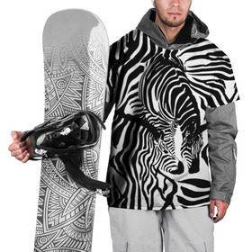 Накидка на куртку 3D с принтом Зебра в Петрозаводске, 100% полиэстер |  | дикое | животное | зебра | камуфляж | лошадь | маскировка | полосы | текстура | фон | черно белые