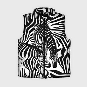 Женский жилет утепленный 3D с принтом Зебра в Петрозаводске,  |  | дикое | животное | зебра | камуфляж | лошадь | маскировка | полосы | текстура | фон | черно белые