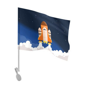 Флаг для автомобиля с принтом Космический корабль в Петрозаводске, 100% полиэстер | Размер: 30*21 см | вселенная | галактика | звёзды | космический полёт | космос | созвездие