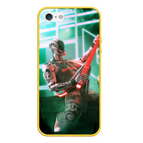 Чехол для iPhone 5/5S матовый с принтом Rocker Robot в Петрозаводске, Силикон | Область печати: задняя сторона чехла, без боковых панелей | rock | гитара | музыка | робот | рок