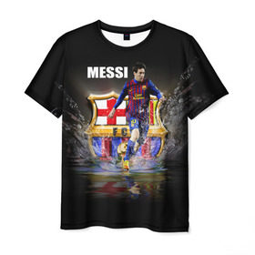 Мужская футболка 3D с принтом Месси в Петрозаводске, 100% полиэфир | прямой крой, круглый вырез горловины, длина до линии бедер | barselona | messi | аргентина | барселона | испания | месси | футбол
