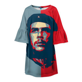 Детское платье 3D с принтом Che Guevara в Петрозаводске, 100% полиэстер | прямой силуэт, чуть расширенный к низу. Круглая горловина, на рукавах — воланы | че гевара