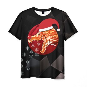 Мужская футболка 3D с принтом Новогодний cs:go вой в Петрозаводске, 100% полиэфир | прямой крой, круглый вырез горловины, длина до линии бедер | counter | csgo | howl | strike | вой | кс го | ксго | скин