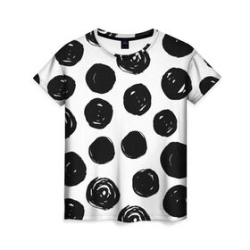 Женская футболка 3D с принтом Бусины! в Петрозаводске, 100% полиэфир ( синтетическое хлопкоподобное полотно) | прямой крой, круглый вырез горловины, длина до линии бедер | арт | белый | бусина | круг | фигура | черный