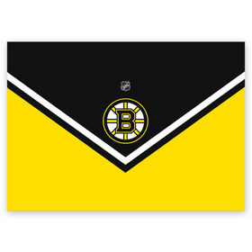 Поздравительная открытка с принтом Boston Bruins в Петрозаводске, 100% бумага | плотность бумаги 280 г/м2, матовая, на обратной стороне линовка и место для марки
 | Тематика изображения на принте: america | canada | hockey | nhl | usa | америка | бостон | брюинз | канада | лед | нхл | сша | хоккей