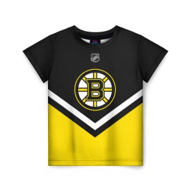 Детская футболка 3D с принтом Boston Bruins в Петрозаводске, 100% гипоаллергенный полиэфир | прямой крой, круглый вырез горловины, длина до линии бедер, чуть спущенное плечо, ткань немного тянется | Тематика изображения на принте: america | canada | hockey | nhl | usa | америка | бостон | брюинз | канада | лед | нхл | сша | хоккей