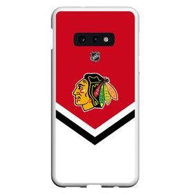 Чехол для Samsung S10E с принтом Chicago Blackhawks в Петрозаводске, Силикон | Область печати: задняя сторона чехла, без боковых панелей | america | canada | hockey | nhl | usa | америка | блэкхокс | канада | лед | нхл | сша | хоккей | чикаго