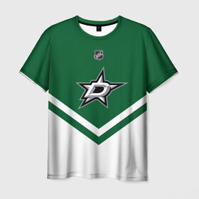 Мужская футболка 3D с принтом Dallas Stars в Петрозаводске, 100% полиэфир | прямой крой, круглый вырез горловины, длина до линии бедер | america | canada | hockey | nhl | usa | америка | даллас | канада | лед | нхл | старз | сша | хоккей