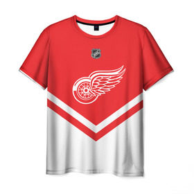Мужская футболка 3D с принтом Detroit Red Wings в Петрозаводске, 100% полиэфир | прямой крой, круглый вырез горловины, длина до линии бедер | Тематика изображения на принте: america | canada | hockey | nhl | usa | америка | детройт | канада | лед | нхл | ред | сша | уингз | хоккей