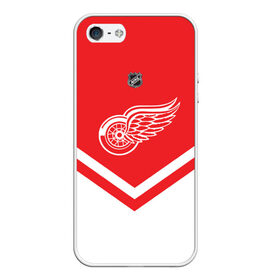 Чехол для iPhone 5/5S матовый с принтом Detroit Red Wings в Петрозаводске, Силикон | Область печати: задняя сторона чехла, без боковых панелей | america | canada | hockey | nhl | usa | америка | детройт | канада | лед | нхл | ред | сша | уингз | хоккей