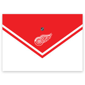 Поздравительная открытка с принтом Detroit Red Wings в Петрозаводске, 100% бумага | плотность бумаги 280 г/м2, матовая, на обратной стороне линовка и место для марки
 | Тематика изображения на принте: america | canada | hockey | nhl | usa | америка | детройт | канада | лед | нхл | ред | сша | уингз | хоккей