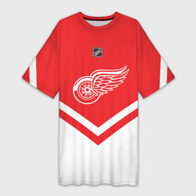 Платье-футболка 3D с принтом Detroit Red Wings в Петрозаводске,  |  | america | canada | hockey | nhl | usa | америка | детройт | канада | лед | нхл | ред | сша | уингз | хоккей