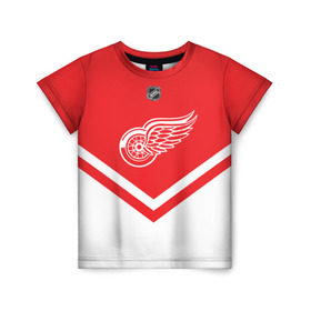 Детская футболка 3D с принтом Detroit Red Wings в Петрозаводске, 100% гипоаллергенный полиэфир | прямой крой, круглый вырез горловины, длина до линии бедер, чуть спущенное плечо, ткань немного тянется | america | canada | hockey | nhl | usa | америка | детройт | канада | лед | нхл | ред | сша | уингз | хоккей