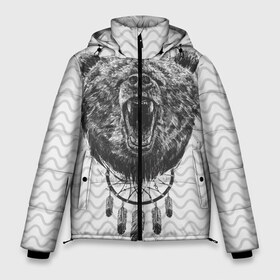 Мужская зимняя куртка 3D с принтом Bear Dreamcatcher в Петрозаводске, верх — 100% полиэстер; подкладка — 100% полиэстер; утеплитель — 100% полиэстер | длина ниже бедра, свободный силуэт Оверсайз. Есть воротник-стойка, отстегивающийся капюшон и ветрозащитная планка. 

Боковые карманы с листочкой на кнопках и внутренний карман на молнии. | bear | beast | forest | russia | siberian | зверь | лес | ловец | медведь | россия | сибирь | сон | ярость