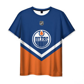 Мужская футболка 3D с принтом Edmonton Oilers в Петрозаводске, 100% полиэфир | прямой крой, круглый вырез горловины, длина до линии бедер | Тематика изображения на принте: america | canada | hockey | nhl | usa | америка | детройт | канада | лед | нхл | ойлерз | сша | хоккей | эдмонтон