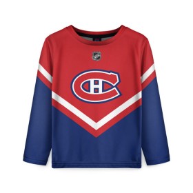 Детский лонгслив 3D с принтом Montreal Canadiens в Петрозаводске, 100% полиэстер | длинные рукава, круглый вырез горловины, полуприлегающий силуэт
 | america | canada | hockey | nhl | usa | америка | канада | канадиенс | лед | монреаль | нхл | сша | хоккей