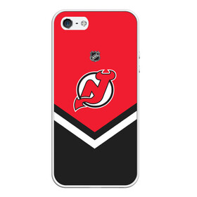 Чехол для iPhone 5/5S матовый с принтом New Jersey Devils в Петрозаводске, Силикон | Область печати: задняя сторона чехла, без боковых панелей | america | canada | hockey | nhl | usa | америка | девилз | джерси | канада | лед | нхл | нью | сша | хоккей