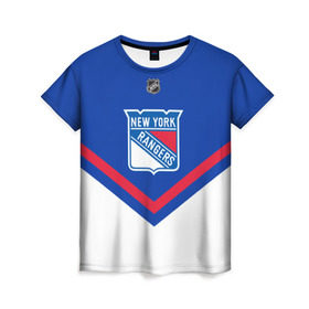 Женская футболка 3D с принтом New York Rangers в Петрозаводске, 100% полиэфир ( синтетическое хлопкоподобное полотно) | прямой крой, круглый вырез горловины, длина до линии бедер | america | canada | hockey | nhl | usa | америка | канада | лед | нхл | нью йорк | рейнджерс | сша | хоккей