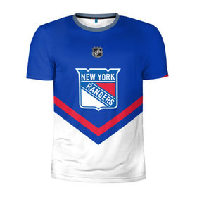 Мужская футболка 3D спортивная с принтом New York Rangers в Петрозаводске, 100% полиэстер с улучшенными характеристиками | приталенный силуэт, круглая горловина, широкие плечи, сужается к линии бедра | america | canada | hockey | nhl | usa | америка | канада | лед | нхл | нью йорк | рейнджерс | сша | хоккей