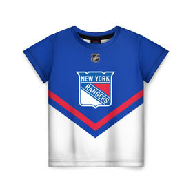 Детская футболка 3D с принтом New York Rangers в Петрозаводске, 100% гипоаллергенный полиэфир | прямой крой, круглый вырез горловины, длина до линии бедер, чуть спущенное плечо, ткань немного тянется | america | canada | hockey | nhl | usa | америка | канада | лед | нхл | нью йорк | рейнджерс | сша | хоккей