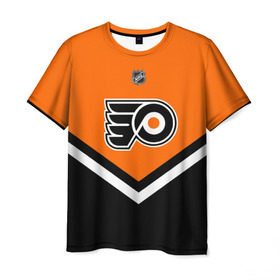 Мужская футболка 3D с принтом Philadelphia Flyers в Петрозаводске, 100% полиэфир | прямой крой, круглый вырез горловины, длина до линии бедер | Тематика изображения на принте: america | canada | hockey | nhl | usa | америка | канада | лед | нхл | сша | филадельфия | флайерз | хоккей