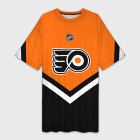 Платье-футболка 3D с принтом Philadelphia Flyers в Петрозаводске,  |  | america | canada | hockey | nhl | usa | америка | канада | лед | нхл | сша | филадельфия | флайерз | хоккей