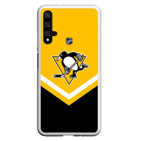 Чехол для Honor 20 с принтом Pittsburgh Penguins в Петрозаводске, Силикон | Область печати: задняя сторона чехла, без боковых панелей | Тематика изображения на принте: america | canada | hockey | nhl | usa | америка | канада | лед | нхл | пингвинз | питтсбург | сша | хоккей