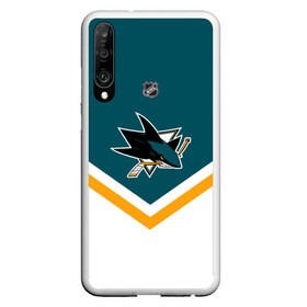 Чехол для Honor P30 с принтом San Jose Sharks в Петрозаводске, Силикон | Область печати: задняя сторона чехла, без боковых панелей | america | canada | hockey | nhl | usa | акула | америка | канада | лед | нхл | сан хосе | сша | хоккей | шаркс