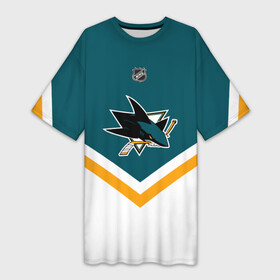 Платье-футболка 3D с принтом San Jose Sharks в Петрозаводске,  |  | america | canada | hockey | nhl | usa | акула | америка | канада | лед | нхл | сан хосе | сша | хоккей | шаркс