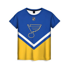 Женская футболка 3D с принтом St. Louis Blues в Петрозаводске, 100% полиэфир ( синтетическое хлопкоподобное полотно) | прямой крой, круглый вырез горловины, длина до линии бедер | america | canada | hockey | nhl | usa | америка | блюз | канада | лед | нхл | сент луис | сша | хоккей