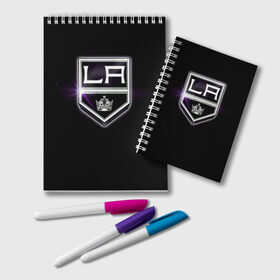 Блокнот с принтом Los Angeles Kings в Петрозаводске, 100% бумага | 48 листов, плотность листов — 60 г/м2, плотность картонной обложки — 250 г/м2. Листы скреплены удобной пружинной спиралью. Цвет линий — светло-серый
 | Тематика изображения на принте: hockey | kings | los angeles | nhl | корона | нхл | хоккеист | хоккей