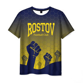 Мужская футболка 3D с принтом Rostov Football club в Петрозаводске, 100% полиэфир | прямой крой, круглый вырез горловины, длина до линии бедер | дону | на | ростов | ростов на дону