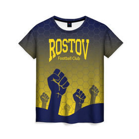 Женская футболка 3D с принтом Rostov Football club в Петрозаводске, 100% полиэфир ( синтетическое хлопкоподобное полотно) | прямой крой, круглый вырез горловины, длина до линии бедер | дону | на | ростов | ростов на дону