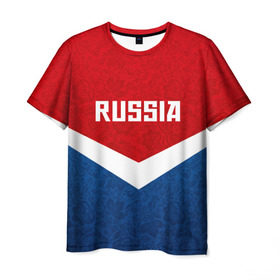 Мужская футболка 3D с принтом Russia Team в Петрозаводске, 100% полиэфир | прямой крой, круглый вырез горловины, длина до линии бедер | cup | football | russia | олипм | россия | русская | русский | футбол | хохлома