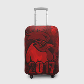 Чехол для чемодана 3D с принтом Огненный петух в Петрозаводске, 86% полиэфир, 14% спандекс | двустороннее нанесение принта, прорези для ручек и колес | животное | зима | красный | новый год | символ | снежинки