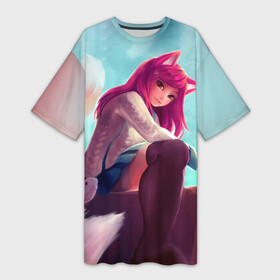 Платье-футболка 3D с принтом Cute в Петрозаводске,  |  | ahri | battle fox ahri | league of legends | ари | лига легенд