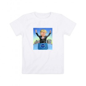 Детская футболка хлопок с принтом Трамп 3 в Петрозаводске, 100% хлопок | круглый вырез горловины, полуприлегающий силуэт, длина до линии бедер | america | donald | trump | usa | америка | дональд | трамп