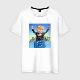 Мужская футболка хлопок с принтом Трамп 3 в Петрозаводске, 100% хлопок | прямой крой, круглый вырез горловины, длина до линии бедер, слегка спущенное плечо. | america | donald | trump | usa | америка | дональд | трамп