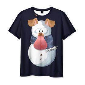 Мужская футболка 3D с принтом Снэпчат собака в Петрозаводске, 100% полиэфир | прямой крой, круглый вырез горловины, длина до линии бедер | snapchat | радуга | снеговик | снэпчат | уши | фильтр | язык