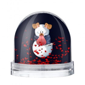 Водяной шар с принтом Снэпчат собака в Петрозаводске, Пластик | Изображение внутри шара печатается на глянцевой фотобумаге с двух сторон | snapchat | радуга | снеговик | снэпчат | уши | фильтр | язык
