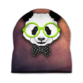 Шапка 3D с принтом Панда в очках в Петрозаводске, 100% полиэстер | универсальный размер, печать по всей поверхности изделия | модные животные | панда | панда в очках | прикольные картинки