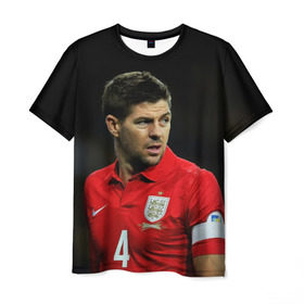 Мужская футболка 3D с принтом Steven Gerrard в Петрозаводске, 100% полиэфир | прямой крой, круглый вырез горловины, длина до линии бедер | england national team | premier league | steven gerrard | англия | ливерпуль | стивен джеррард | футбол
