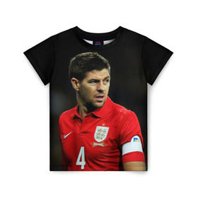 Детская футболка 3D с принтом Steven Gerrard в Петрозаводске, 100% гипоаллергенный полиэфир | прямой крой, круглый вырез горловины, длина до линии бедер, чуть спущенное плечо, ткань немного тянется | england national team | premier league | steven gerrard | англия | ливерпуль | стивен джеррард | футбол