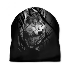 Шапка 3D с принтом Серый волк в Петрозаводске, 100% полиэстер | универсальный размер, печать по всей поверхности изделия | animal | beast | grey | roar | wolf | волк | животное | зверь | рык | серый