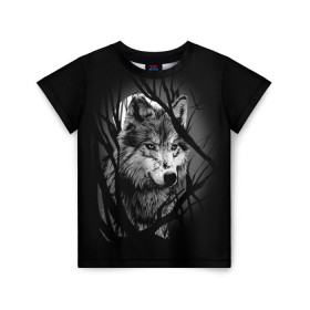 Детская футболка 3D с принтом Серый волк в Петрозаводске, 100% гипоаллергенный полиэфир | прямой крой, круглый вырез горловины, длина до линии бедер, чуть спущенное плечо, ткань немного тянется | animal | beast | grey | roar | wolf | волк | животное | зверь | рык | серый